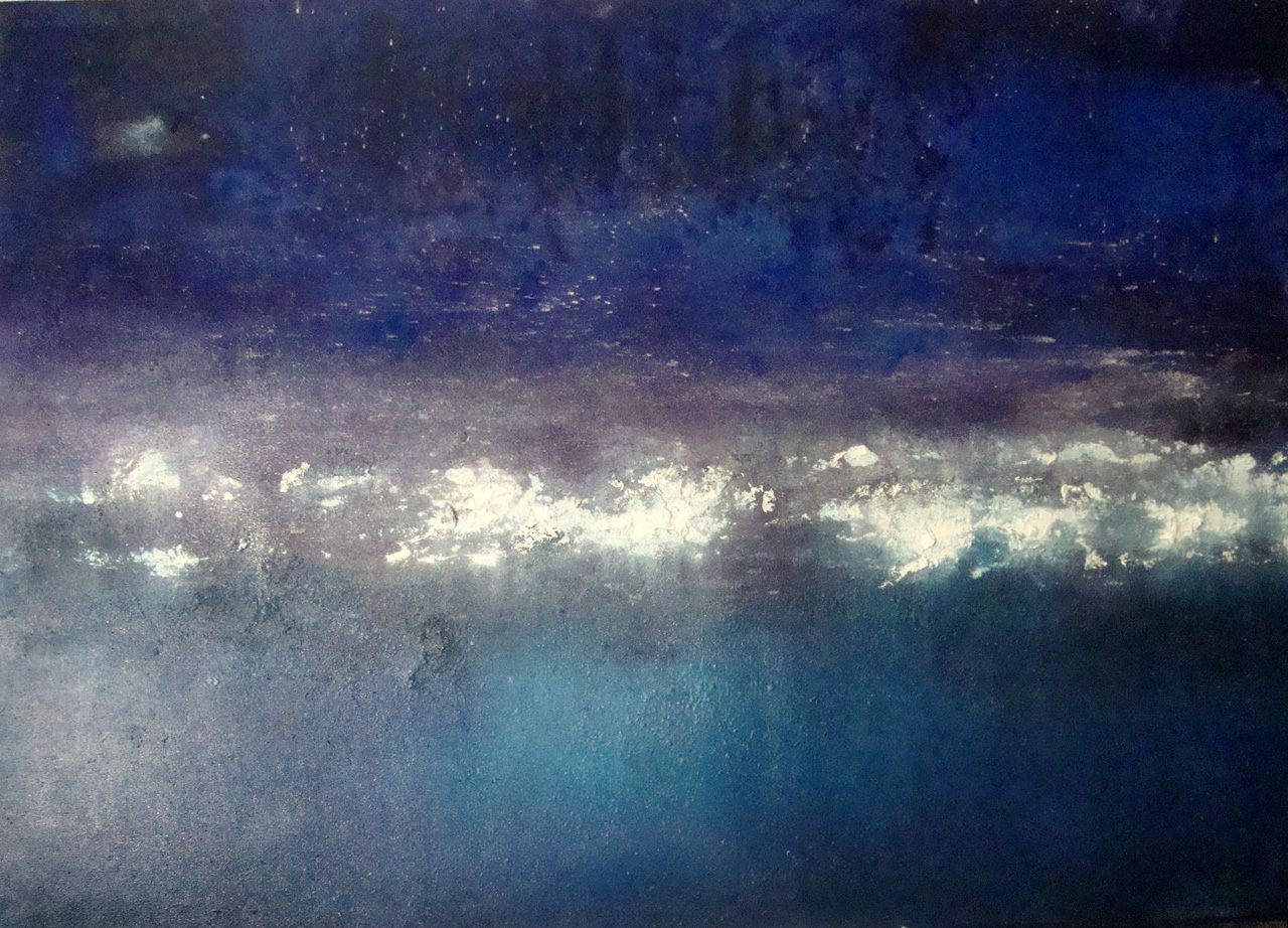 Night, oil, silver and pigment on canvas, 170x120 cms. 6000 eurs. 2001